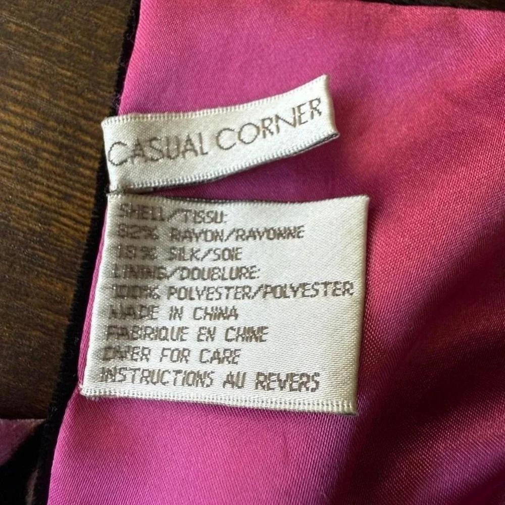 Vintage Casual Corner Velvet Floral Scarf Silk Blend Black Embroidered Beaded